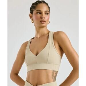 Year Of Ours Ribbed Tess V Sports Bra Racerback Caribou Medium Beige Yoga